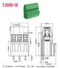 Lunghezza di spogliatura verde 12-26AWG della vite 6-7mm del connettore 300V/10A M3 del blocchetto terminali