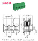 57A PCB Screw Terminal Block 10.16mm Pitch Euro Raising Series 2-16 Poles UL Dati tecnici