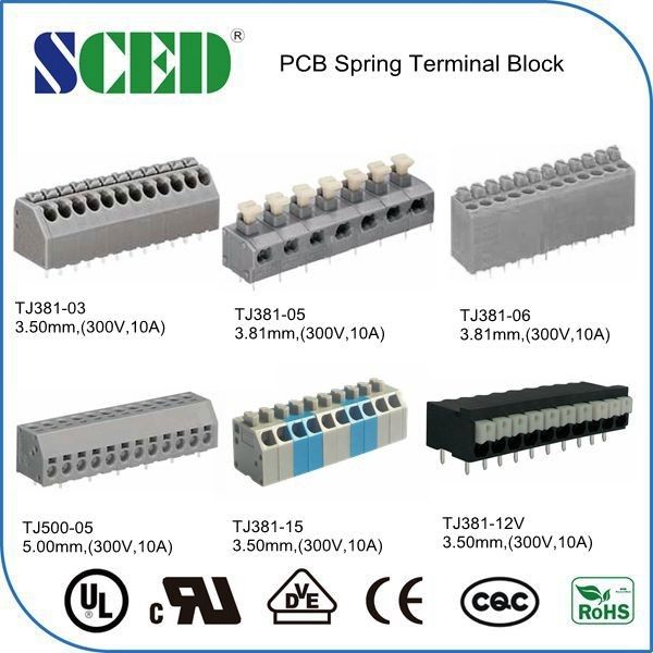 blocchetto terminali Grey Plastic Housing Brass Pin della primavera del PWB di 3.50mm