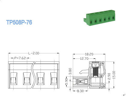 Singoli blocchetti terminali Pluggable livellati, fermaglio d'ottone del passo 7.62mm