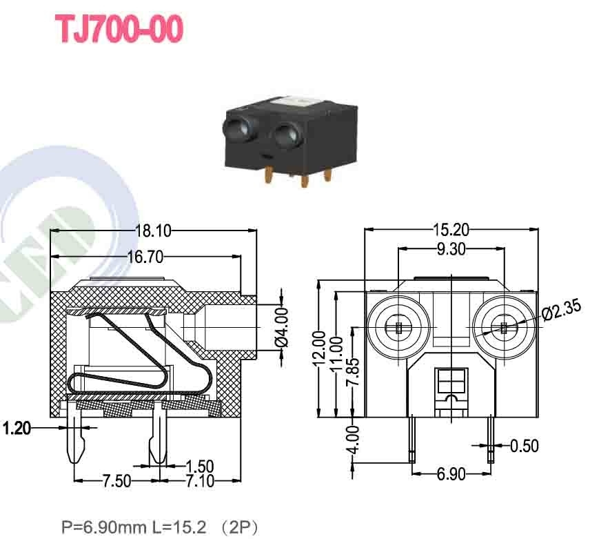 Blocco terminale nero a vite da 300V 10A PBT per collegamento elettrico -40C-105C