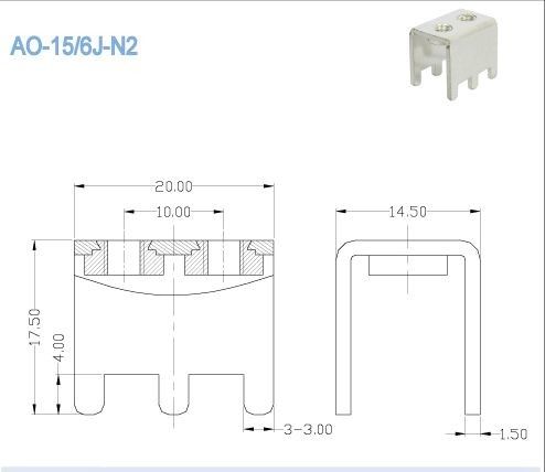 Accessori a corrente forte del blocchetto terminali M5, componenti elettronici del PWB 80A 10x10.5mm