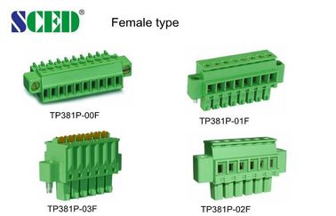 Connettore Pluggable 300V 8A 2-22 Pali PA66 del blocchetto terminali del passo femminile di 3.5mm