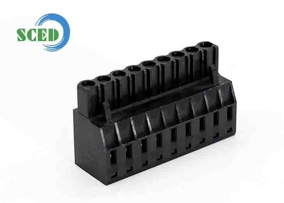 Intestazione del blocco terminale in fiocco Maschio prese 300V 15A 2-24P Pitch 5.08mm Nero Blocco terminale in fiocco